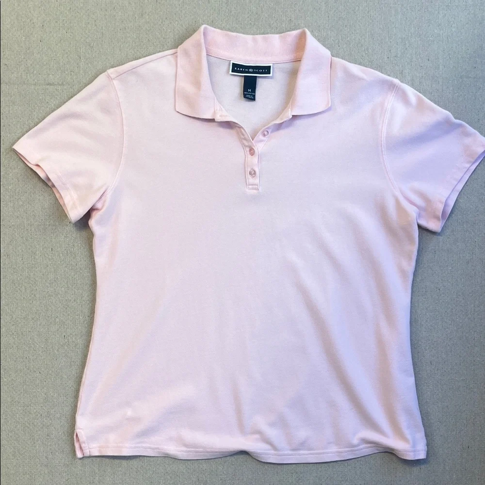 Karen Scott Pink Polo Shirt Womens Medium Casual Preppy Golf Top - Picture 1 of 6